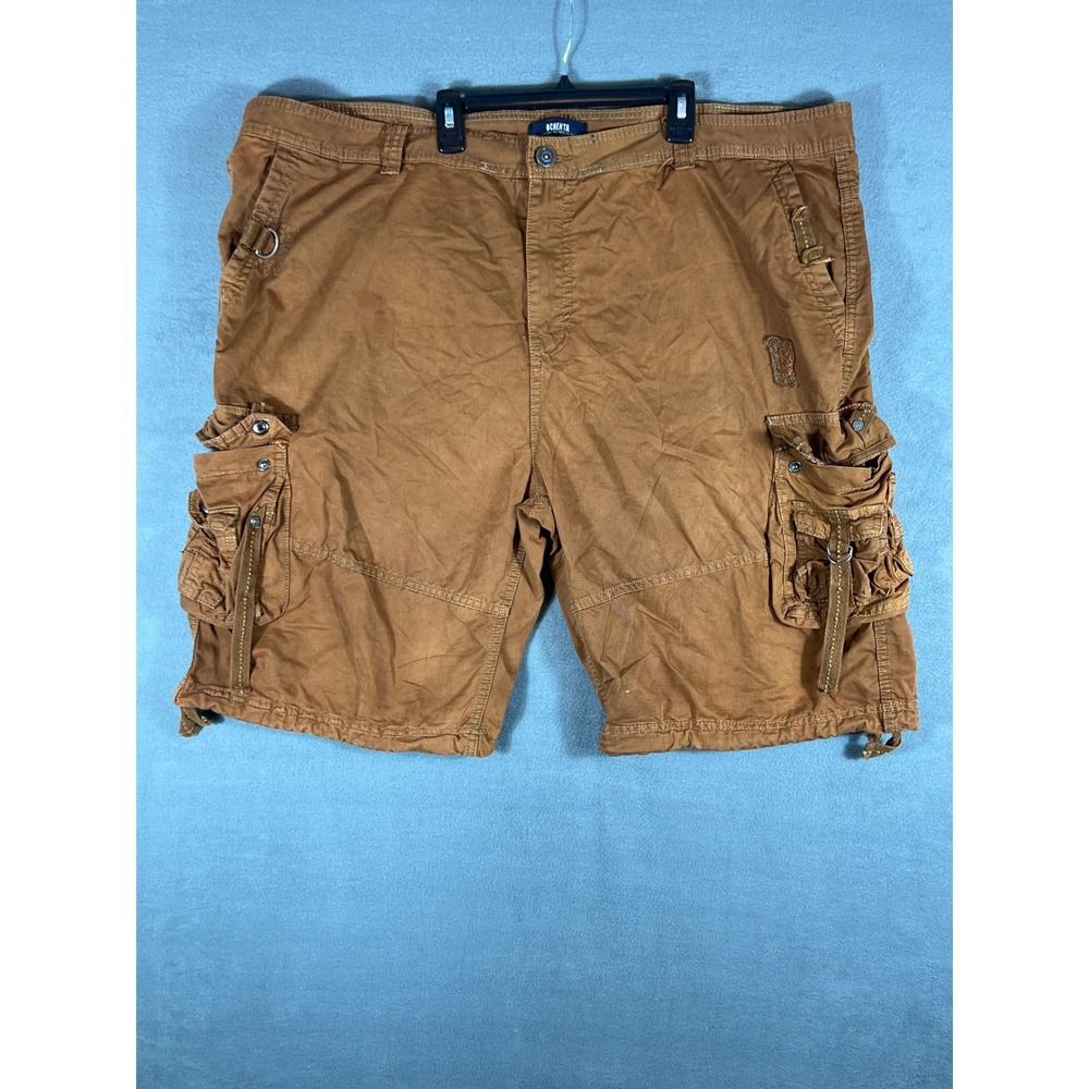 Ochenta Mens Cargo Shorts 44 Brown Solid Relaxed Fit Multi Pocket Tactical